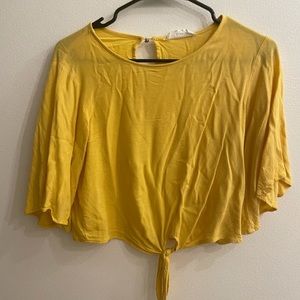 Yellow crop shirt tie